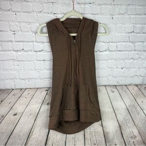 Vintage Old Navy Women’s XL Brown Gold Sleeveless Backless Zip Up Hoodie LKNW